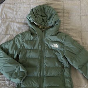 The North Face Olive Green Down Jacket 7 8 years